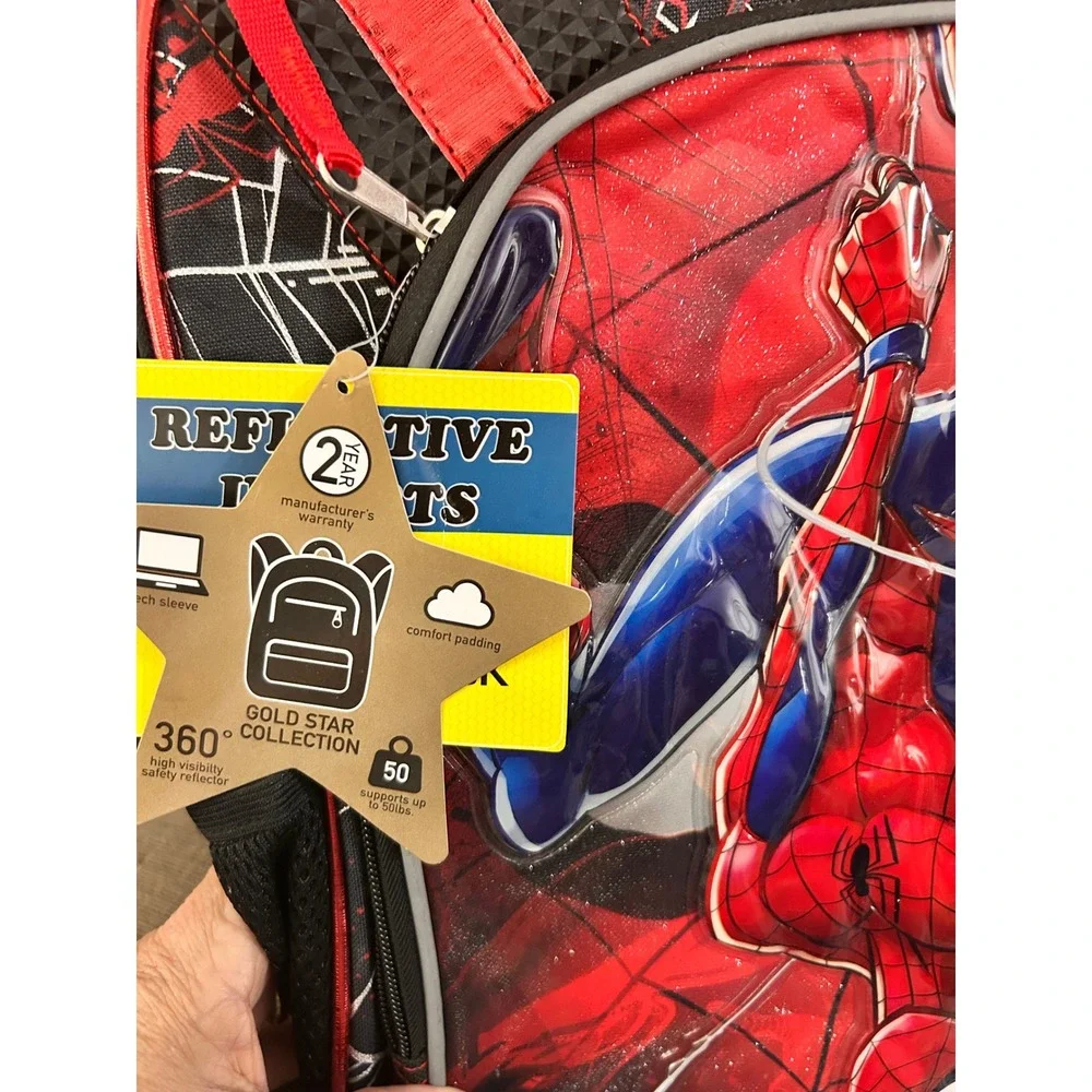 Marvel Spider-Man Backpack‎ Gold Star Collection Reflective Tech Sleeve SPCF54-T